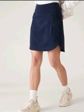 Athleta Fairway Golf Athletic Skort Skirt 16” Navy Blue Size Large